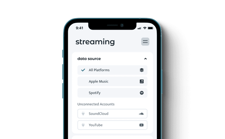 Streaming sources for the application.